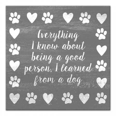 I Learned from a Dog 12x12 Canvas Wall Art