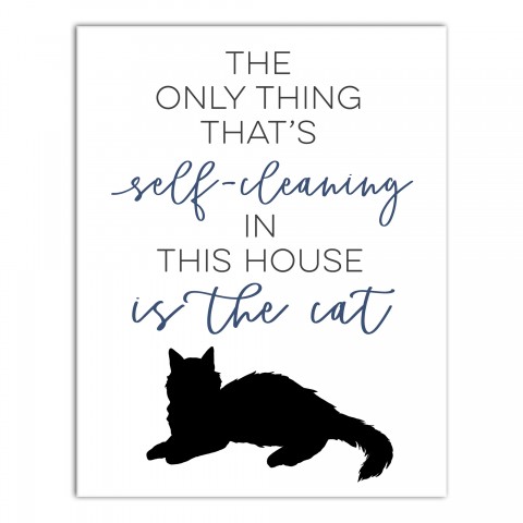 Self-cleaning Cat 11x14 Canvas Wall Art