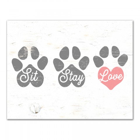 Sit Stay Love 11x14 Canvas Wall Art