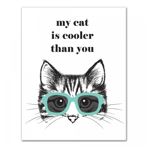 My Cat Is Cooler Than You 11x14 Canvas Wall Art