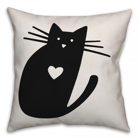 Cat Heart Silhouette 18x18 Spun Poly Pillow