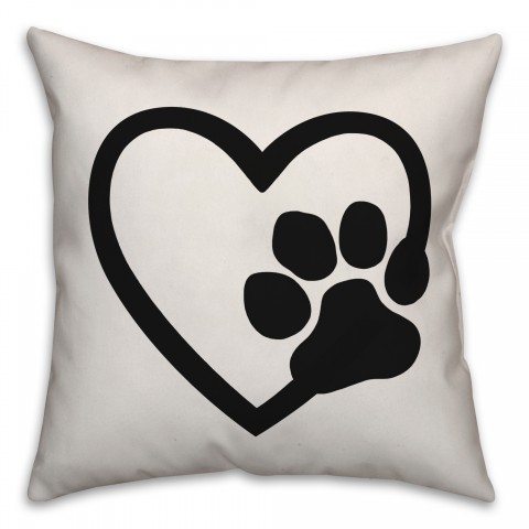 Paw Heart 18x18 Spun Poly Pillow