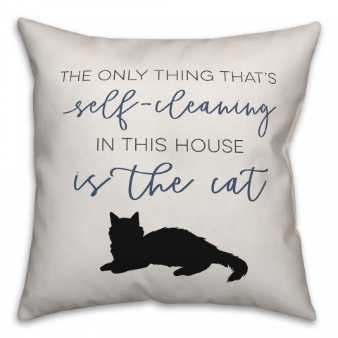 Self-cleaning Cat 18x18 Spun Poly Pillow