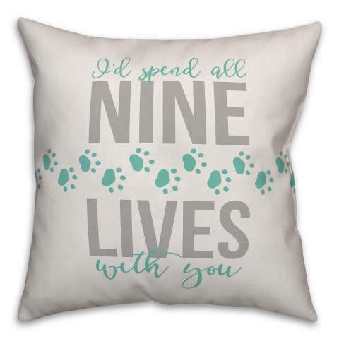 Nine Lives 18x18 Spun Poly Pillow