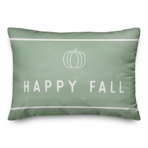 Happy Fall Line Drawing Pumpkin 14x20 Spun Poly Pillow