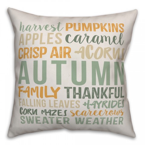 Autumn Words 18x18 Spun Poly Pillow