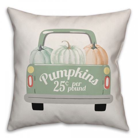 Pumpkin Truck 18x18 Spun Poly Pillow