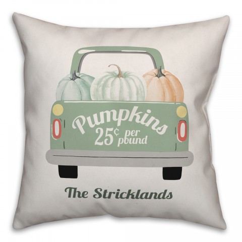 Pumpkin Truck Personalized 18x18 Personalized Spun Poly Pillow