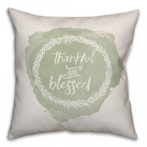 Thankful and Blessed 18x18 Spun Poly Pillow