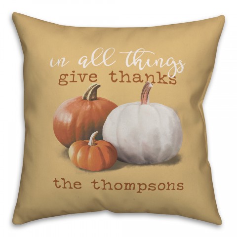 In All Things Give Thanks Personalized Pillow