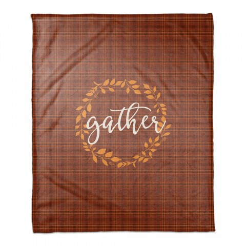 Gather Wreath 50x60 Coral Fleece Blanket