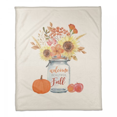 Welcome Beautiful Fall 50x60 Coral Fleece Blanket