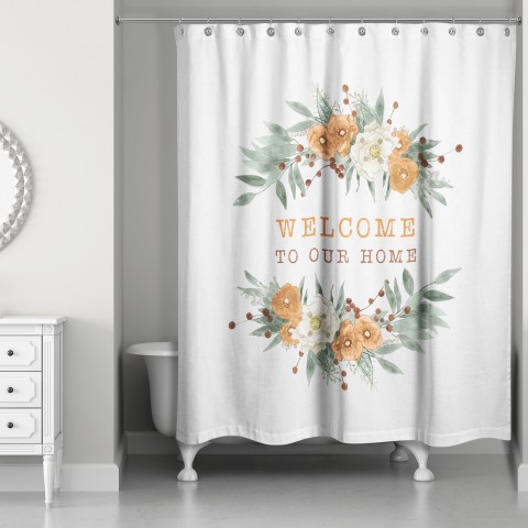 Welcome Fall Floral 71x74 Shower Curtain