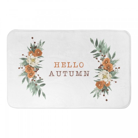 Hello Autumn Fall Floral 34x21 Bath Mat