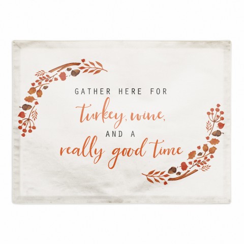 Turkey Wine & a really good time 18x14 Poly Twill Placemat