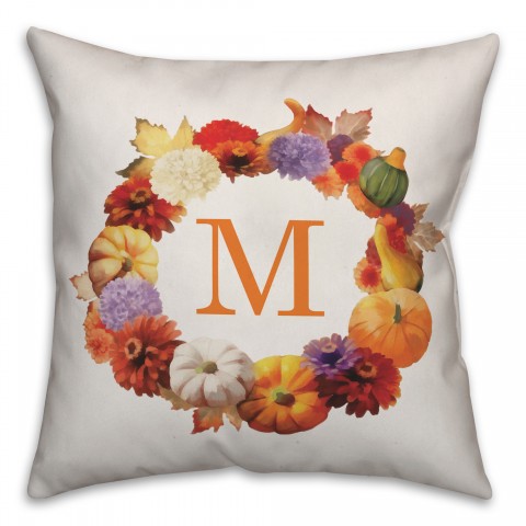 Fall Wreath Monogram Pillow