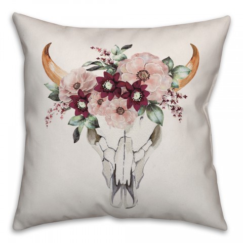 Skull with flowers Pillow