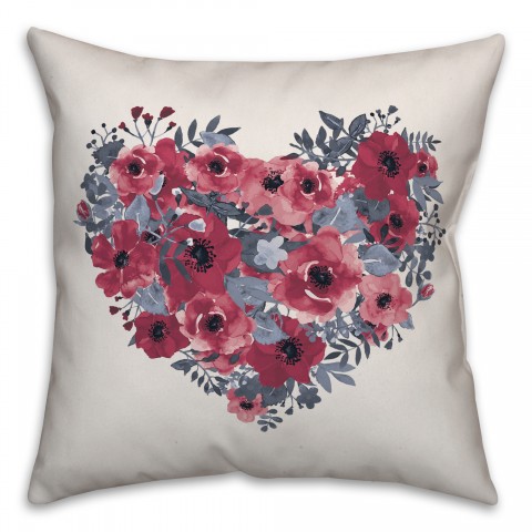 Fall Floral Heart Pillow