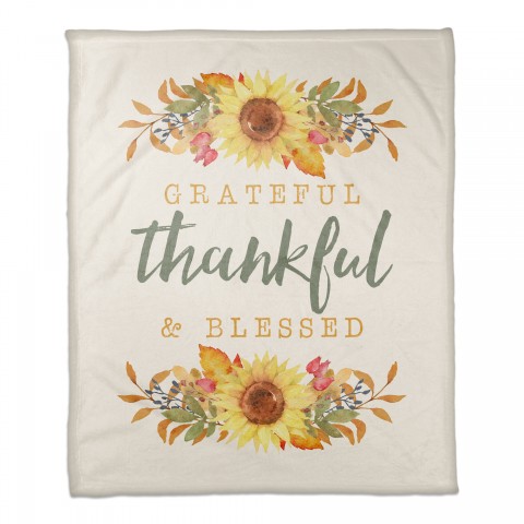 Grateful Thankful & Blessed 50x60 Coral Fleece Blanket