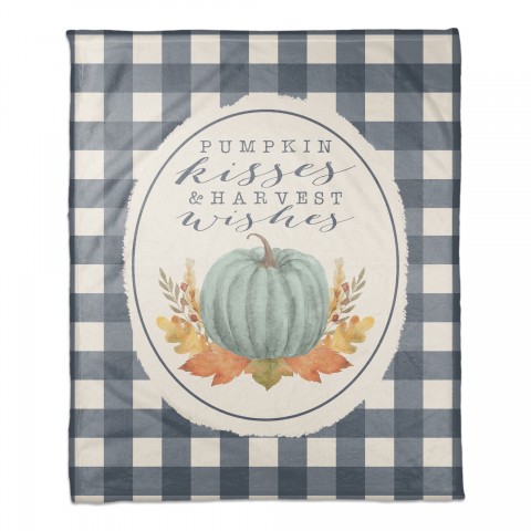 Pumpkin Wishes & Harvest Kisses 50x60 Coral Fleece Blanket