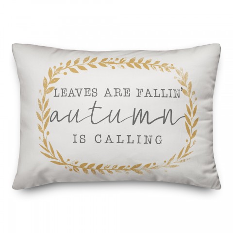 Leaves are falling Autumn is Calling 14x20 Spun Poly Pillow Cover