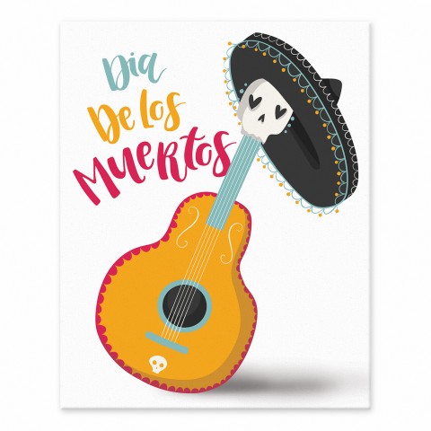Dia De Los Muertos Guitar 8x10 Tabletop Canvas