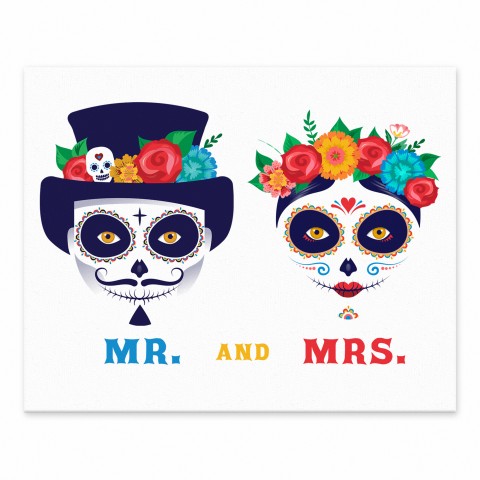 Mr. and Mrs. Sugar Skulls 8x10 Tabletop Canvas