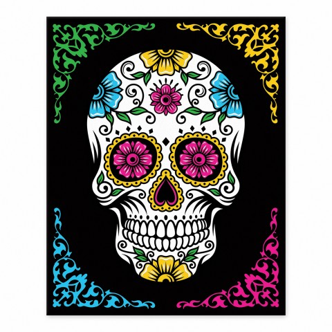 Bright Sugar Skull 8x10 Tabletop Canvas