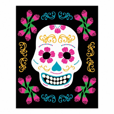 Graphic Sugar Skull with Wreath 8x10 Tabletop Canvas