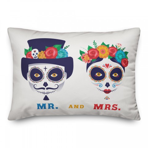 Mr. and Mrs. Sugar Skulls 14x20 Spun Poly Pillow