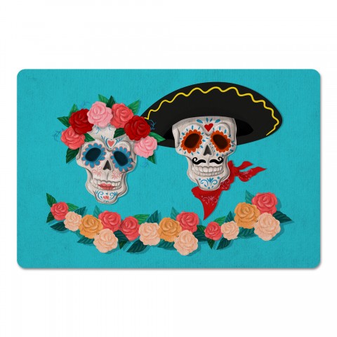 Floral Skull Couple 27x18 Floor Mat