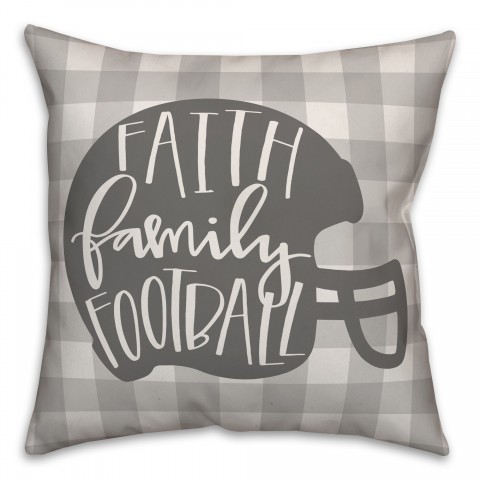 Faith Family Football 18x18 Spun Poly Pillow
