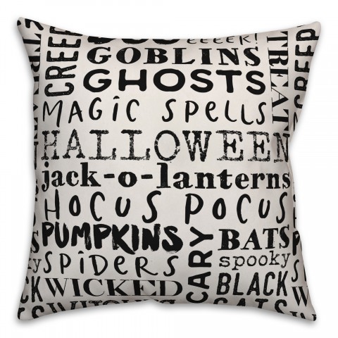Halloween Words White Pillow
