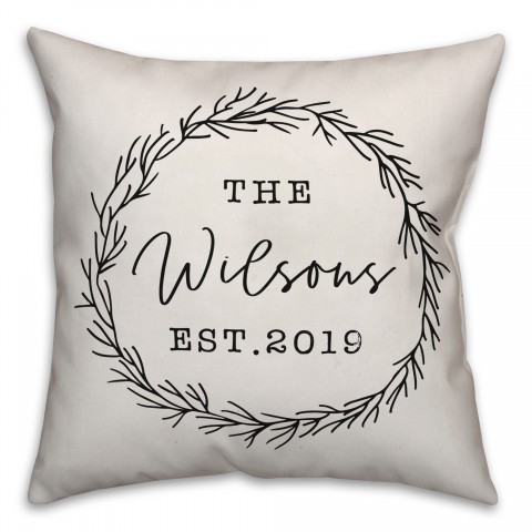 Personalized Black Wreath Pillow