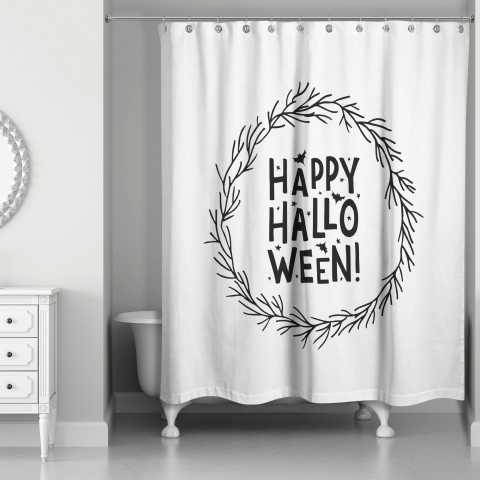 Happy Halloween Wreath 71x74 Shower Curtain