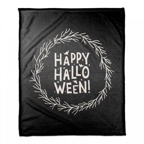 Happy Halloween Wreath 50x60 Coral Fleece Blanket