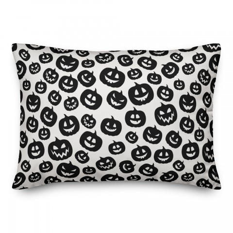 Pumpkin Black and White Pattern 14x20 Spun Poly Pillow Cover