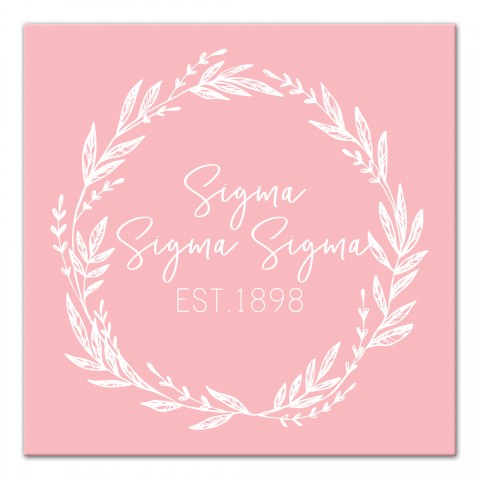 Sigma Sigma Sigma Blush Wreath 12x12 Canvas Wall Art
