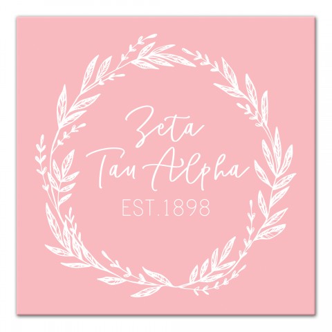 Zeta Tau Alpha Blush Wreath 12x12 Canvas Wall Art