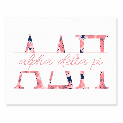 Floral Greek Letters - Alpha Delta Pi 11x14 Tabletop Canvas