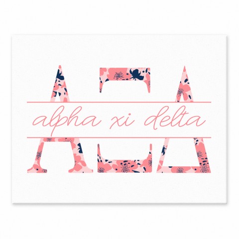 Floral Greek Letters - Alpha Xi Delta 11x14 Tabletop Canvas