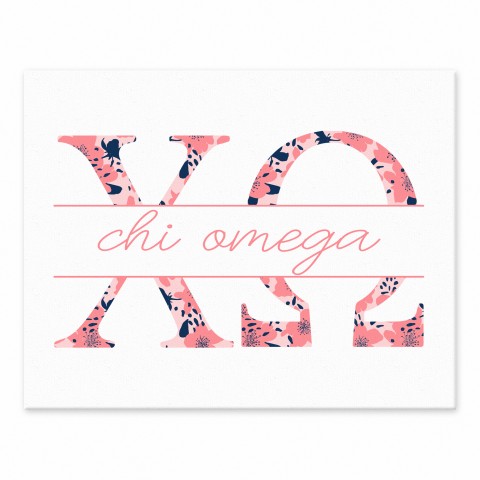 Floral Greek Letters - Chi Omega 11x14 Tabletop Canvas