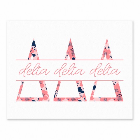 Floral Greek Letters - Delta Delta Delta 11x14 Tabletop Canvas