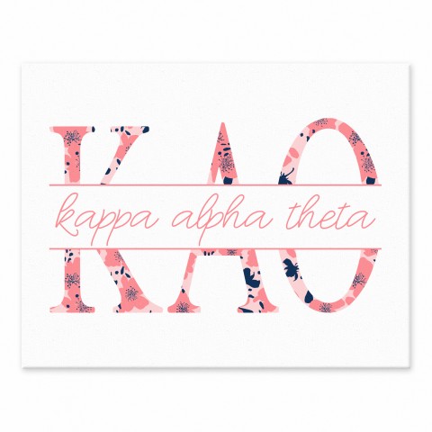 Floral Greek Letters - Kappa Alpha Theta 11x14 Tabletop Canvas