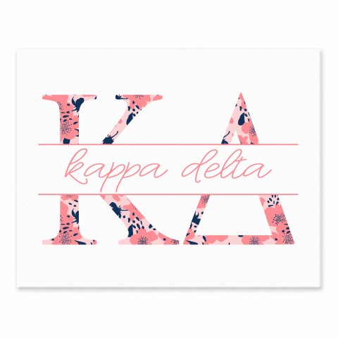 Floral Greek Letters - Kappa Delta 11x14 Tabletop Canvas