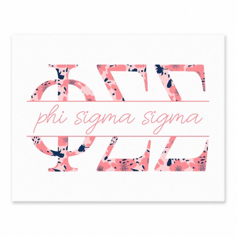 Floral Greek Letters - Phi Sigma Sigma 11x14 Tabletop Canvas