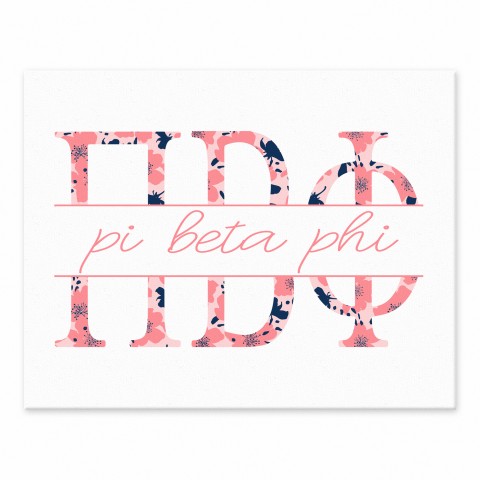 Floral Greek Letters - Pi Beta Phi 11x14 Tabletop Canvas