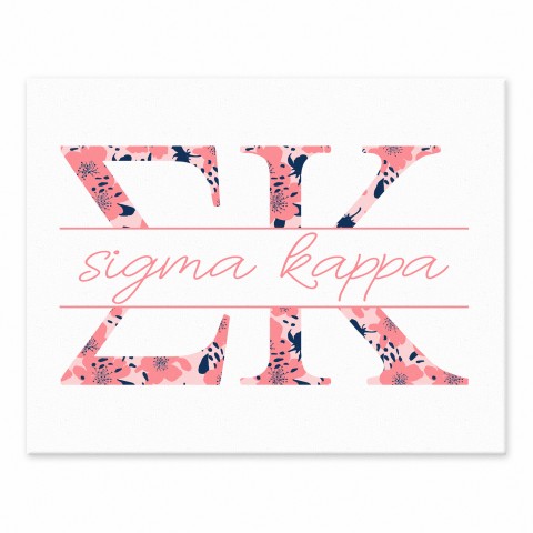 Floral Greek Letters - Sigma Kappa 11x14 Tabletop Canvas
