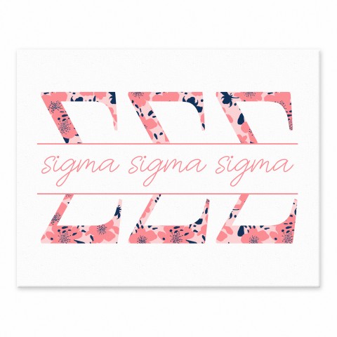 Floral Greek Letters - Sigma Sigma Sigma 11x14 Tabletop Canvas