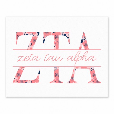 Floral Greek Letters - Zeta Tau Alpha 11x14 Tabletop Canvas